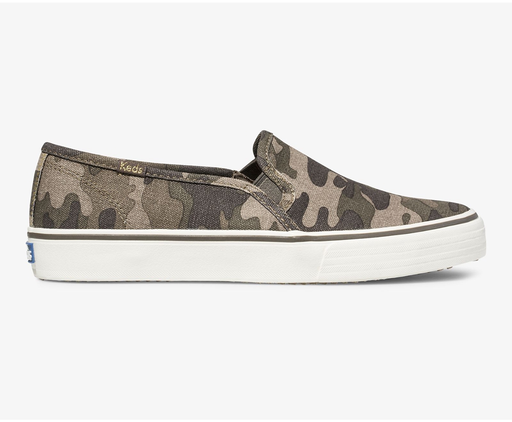 Slip Ons Keds Mujer Verde Oliva - Washable Double Decker Camo - 1953-OIFCV